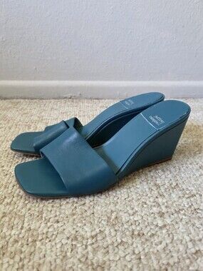 Jeffrey Campbell Appetit Wedge Heeled Sandals In Teal Size 8.5